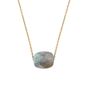 Morganne Bello Collier-COLLIER OR JAUNE COUSSIN LABRADORITE