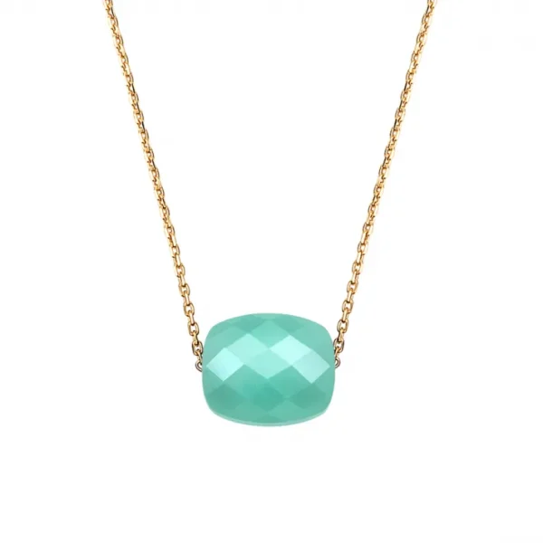 Morganne Bello Collier-COLLIER OR JAUNE COUSSIN AMAZONITE
