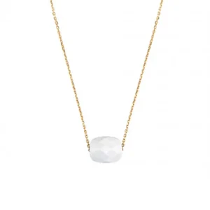 Morganne Bello Collier-COLLIER OR JAUNE COUSSIN AGATE BLANCHE