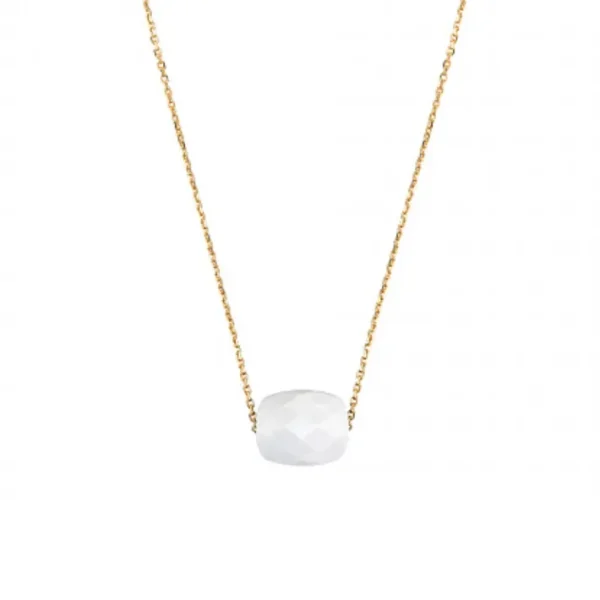 Morganne Bello Collier-COLLIER OR JAUNE COUSSIN AGATE BLANCHE
