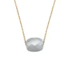 Morganne Bello Collier-COLLIER OR JAUNE COUSSIN PIERRE DE LUNE GRISE