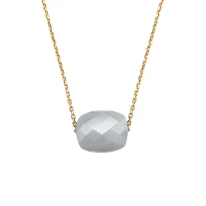Morganne Bello Collier-COLLIER OR JAUNE COUSSIN PIERRE DE LUNE GRISE