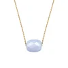 Morganne Bello Collier-COLLIER OR JAUNE COUSSIN AGATE BLEUE DENTELLE