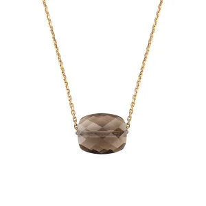 Morganne Bello Collier-COLLIER OR JAUNE COUSSIN QUARTZ FUME