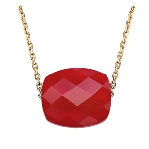 Morganne Bello Collier-COLLIER OR JAUNE COUSSIN QUARTZ ROUGE