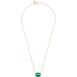 Morganne Bello Collier-COLLIER OR JAUNE COUSSIN AGATE VERTE