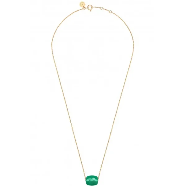 Morganne Bello Collier-COLLIER OR JAUNE COUSSIN AGATE VERTE