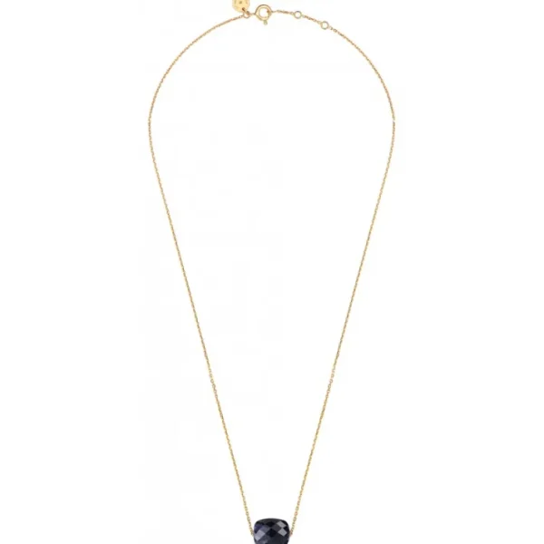 Morganne Bello Collier-COLLIER OR JAUNE COUSSIN PIETERSITE BLEUE