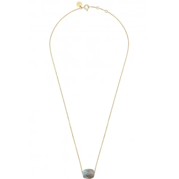 Morganne Bello Collier-COLLIER OR JAUNE COUSSIN LABRADORITE