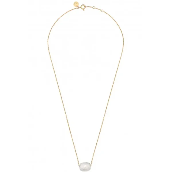 Morganne Bello Collier-COLLIER OR JAUNE COUSSIN AGATE BLANCHE