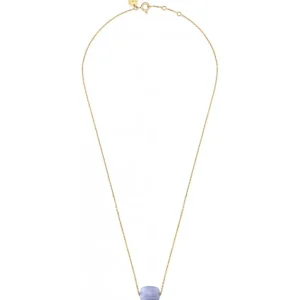 Morganne Bello Collier-COLLIER OR JAUNE COUSSIN AGATE BLEUE DENTELLE