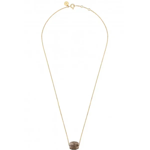 Morganne Bello Collier-COLLIER OR JAUNE COUSSIN QUARTZ FUME