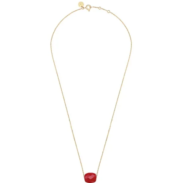 Morganne Bello Collier-COLLIER OR JAUNE COUSSIN QUARTZ ROUGE
