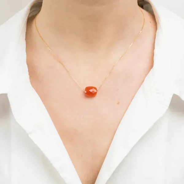 Morganne Bello Collier-COLLIER OR JAUNE COUSSIN CORNALINE