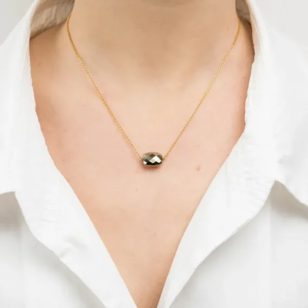 Morganne Bello Collier-COLLIER OR JAUNE COUSSIN PYRITE