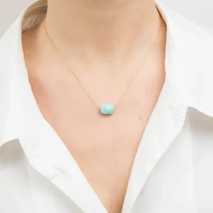 Morganne Bello Collier-COLLIER OR JAUNE COUSSIN AMAZONITE