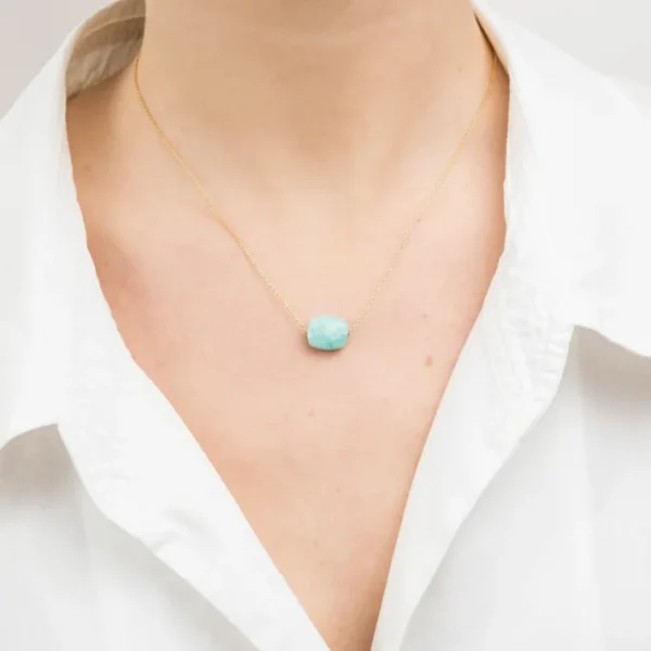 Morganne Bello Collier-COLLIER OR JAUNE COUSSIN AMAZONITE