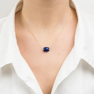 Morganne Bello Collier-COLLIER OR JAUNE COUSSIN LAPIS LAZULI