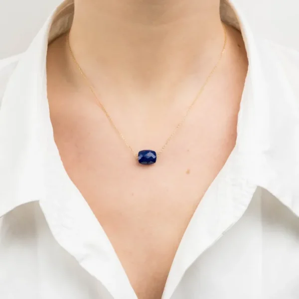 Morganne Bello Collier-COLLIER OR JAUNE COUSSIN LAPIS LAZULI