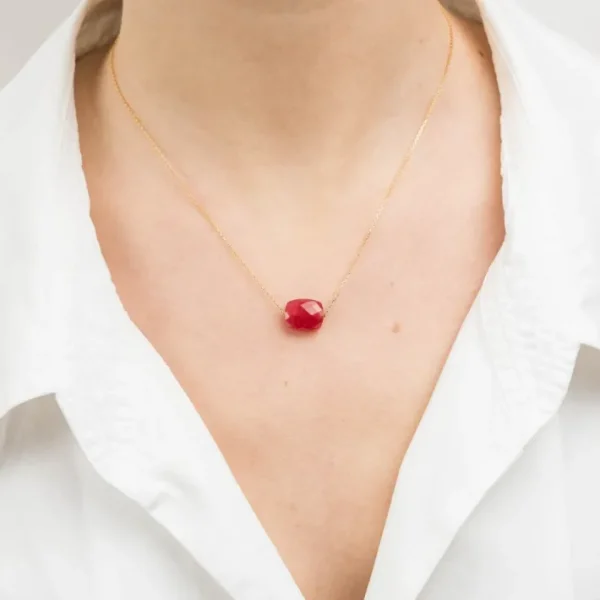 Morganne Bello Collier-COLLIER OR JAUNE COUSSIN QUARTZ ROUGE