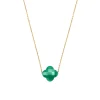 Morganne Bello Collier-COLLIER OR JAUNE TREFLE AGATE VERTE
