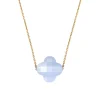 Morganne Bello Collier-COLLIER OR JAUNE TREFLE AGATE BLEUE DENTELLE