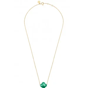 Morganne Bello Collier-COLLIER OR JAUNE TREFLE AGATE VERTE