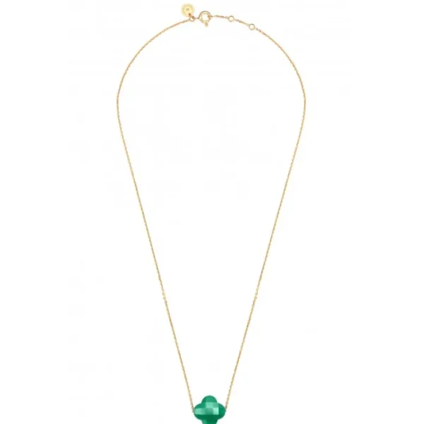 Morganne Bello Collier-COLLIER OR JAUNE TREFLE AGATE VERTE