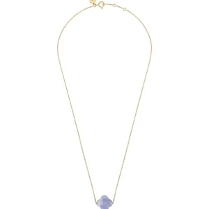 Morganne Bello Collier-COLLIER OR JAUNE TREFLE AGATE BLEUE DENTELLE