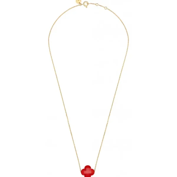 Morganne Bello Collier-COLLIER OR JAUNE TREFLE CORNALINE