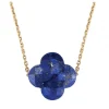 Morganne Bello Collier-COLLIER OR JAUNE TREFLE LAPIS LAZULI