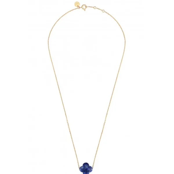 Morganne Bello Collier-COLLIER OR JAUNE TREFLE LAPIS LAZULI