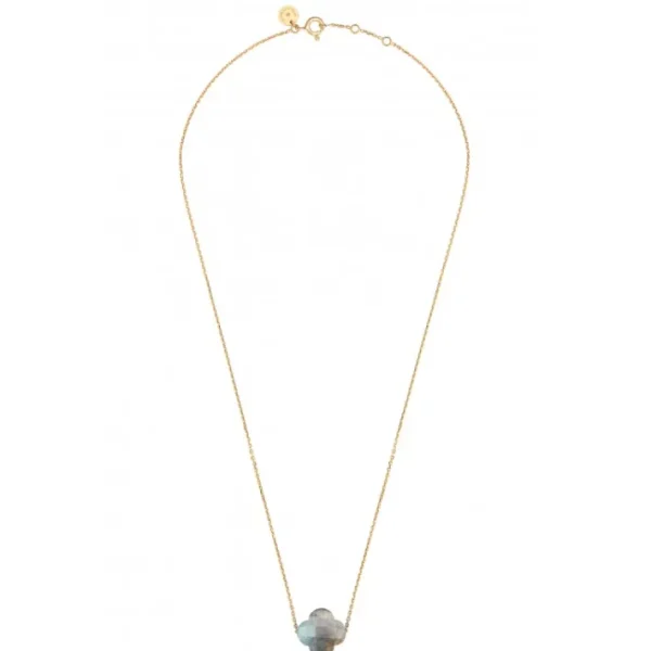 Morganne Bello Collier-COLLIER OR JAUNE TREFLE LABRADORITE