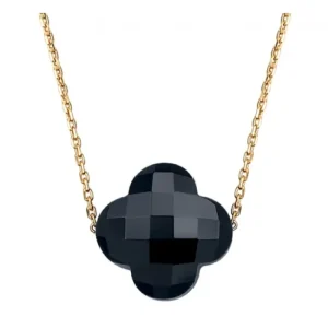Morganne Bello Collier-COLLIER OR JAUNE TREFLE ONYX