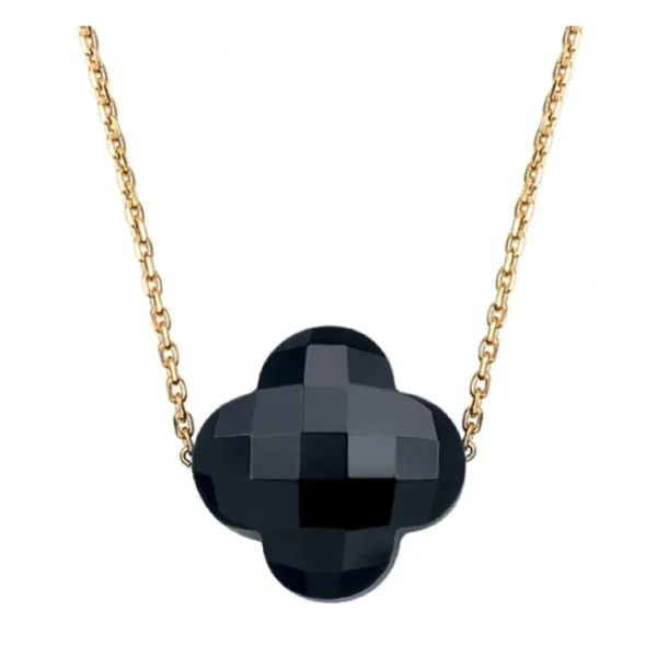Morganne Bello Collier-COLLIER OR JAUNE TREFLE ONYX
