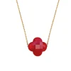 Morganne Bello Collier-COLLIER OR JAUNE TREFLE QUARTZ ROUGE