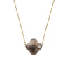 Morganne Bello Collier-COLLIER OR JAUNE TREFLE QUARTZ FUME