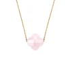 Morganne Bello Collier-COLLIER OR JAUNE TREFLE QUARTZ ROSE POUDRÉ
