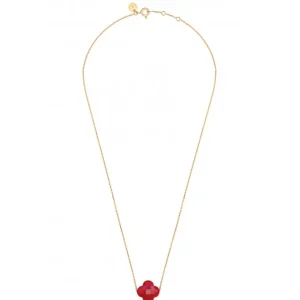 Morganne Bello Collier-COLLIER OR JAUNE TREFLE QUARTZ ROUGE