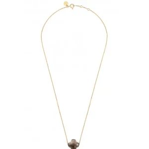Morganne Bello Collier-COLLIER OR JAUNE TREFLE QUARTZ FUME