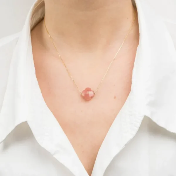 Morganne Bello Collier-COLLIER OR JAUNE TREFLE QUARTZ GUAVA