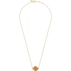Morganne Bello Collier-COLLIER OR JAUNE TRÈFLE PIERRE DE SOLEIL DORÉ