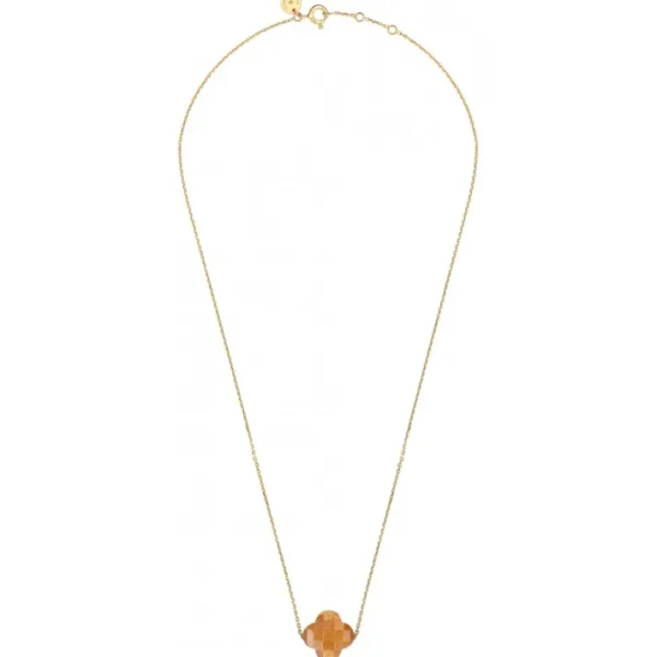 Morganne Bello Collier-COLLIER OR JAUNE TRÈFLE PIERRE DE SOLEIL DORÉ