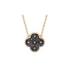 Morganne Bello Collier-COLLIER OR ROSE TRÈFLE SERTI DIAMANTS NOIRS