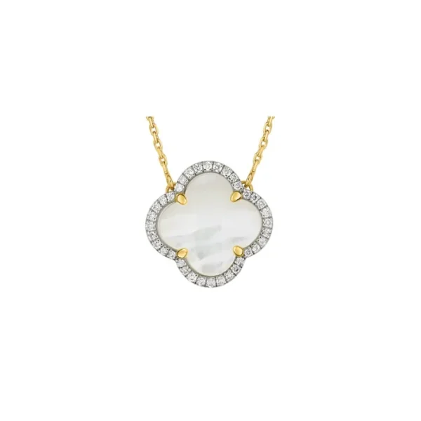 Morganne Bello Collier-COLLIER VICTORIA DIAMANTS NACRE BLANCHE + DIAMANTS OR JAUNE