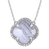 Morganne Bello Collier-COLLIER VICTORIA DIAMANTS AGATE BLEUE DENTELLE + DIAMANTS OR BLANC
