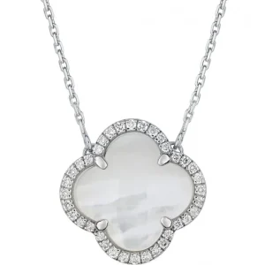 Morganne Bello Collier-COLLIER VICTORIA DIAMANTS NACRE BLANCHE + DIAMANTS OR BLANC