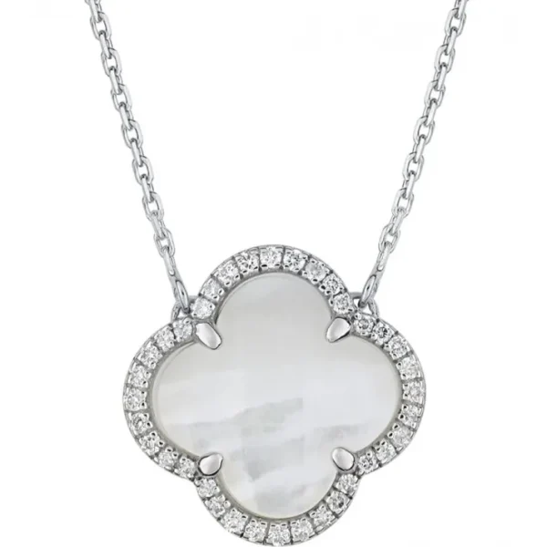 Morganne Bello Collier-COLLIER VICTORIA DIAMANTS NACRE BLANCHE + DIAMANTS OR BLANC