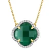 Morganne Bello Collier-COLLIER VICTORIA DIAMANTS AGATE VERTE + DIAMANTS OR JAUNE