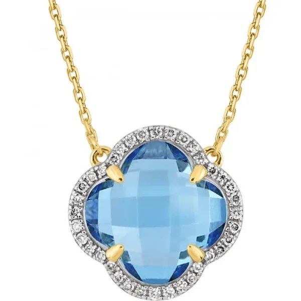 Morganne Bello Collier-COLLIER VICTORIA DIAMANTS TOPAZE (swiss blue) + DIAMANTS OR JAUNE